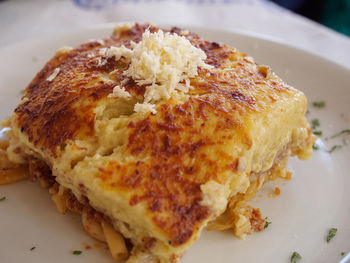 High angle view of breakfast served in plate