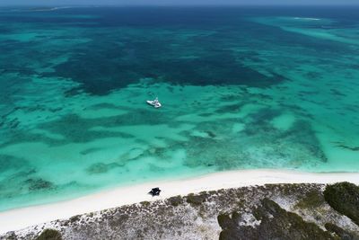 High angle view of person in sea