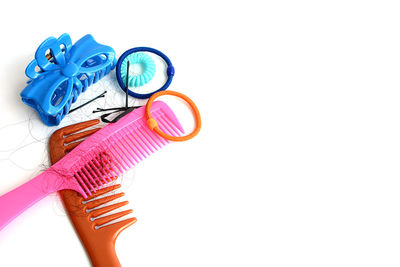 High angle view of mannequin against white background