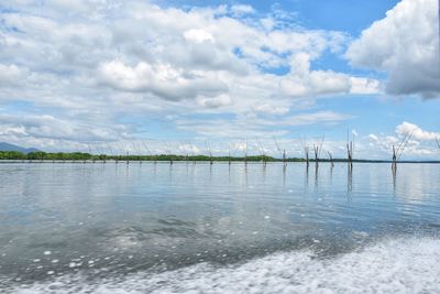 Scenic view of lake against sky