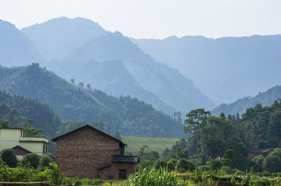 Scenic view of mountains against sky