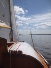 Cropped image of boat in sea