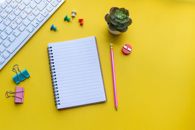 High angle view of pen on table