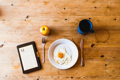 Directly above shot of breakfast on table