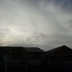 Low angle view of house against cloudy sky