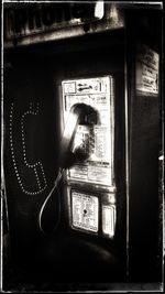 Close-up of telephone booth