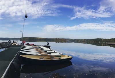 Nautical vessel on river against sky