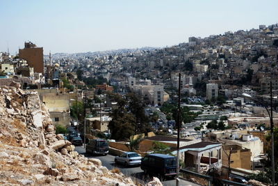 High angle view of townscape against sky