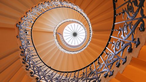 Low angle view of spiral staircase of building