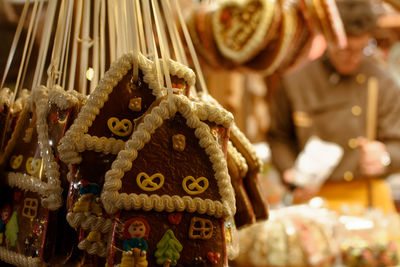 Close-up of decoration for sale in market