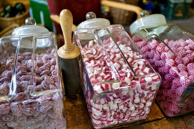 Candies in glass containers
