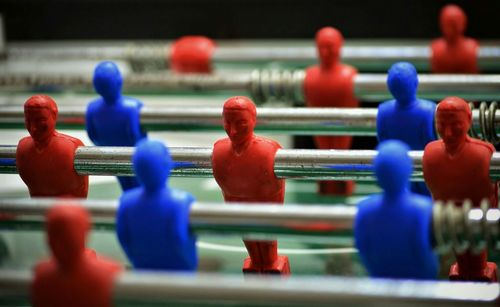 Full frame shot of foosball table