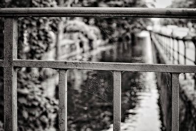 Close-up of bridge railing