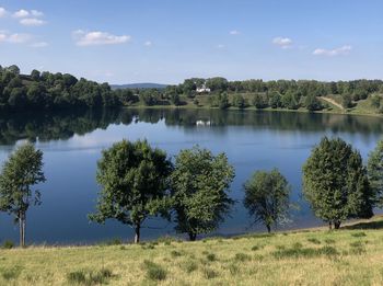 Scenic view of lake against sky