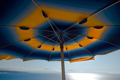 Umbrella against calm blue sea