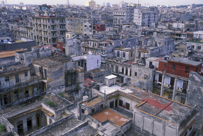 High angle view of buildings in city