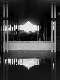 Reflection of building in water