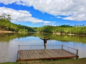 Scenic view of lake against sky