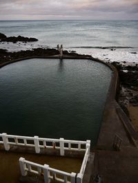 High angle view of beach against sky