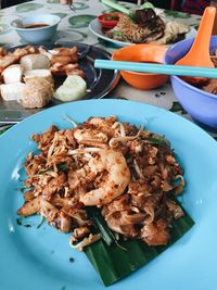 High angle view of food in plate