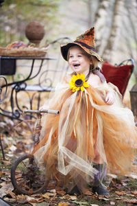 Portrait of smiling girl wearing hat