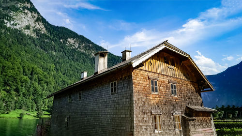 Low angle view of old building against sky