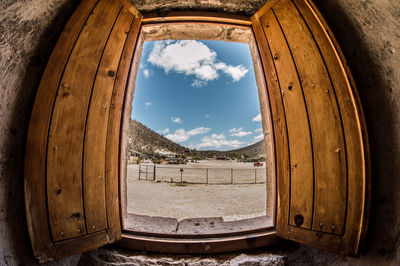 Fish-eye view of open window