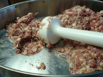 Close-up of meat on table