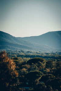 High angle view of landscape against clear sky