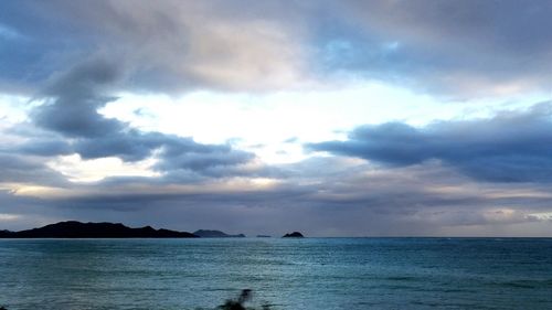 Scenic view of sea against cloudy sky