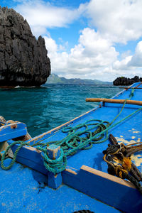 Scenic view of sea against blue sky