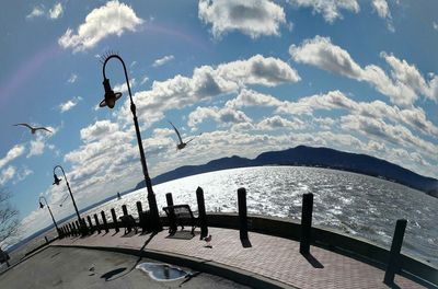 View of sea against cloudy sky