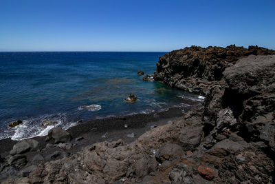 Scenic view of sea against clear sky