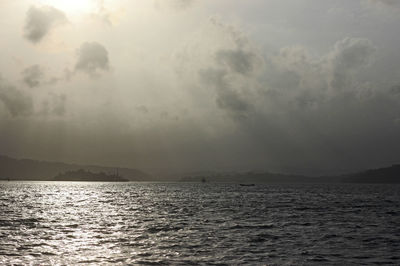 Scenic view of sea against cloudy sky