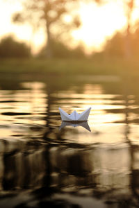 Close-up of boat in lake