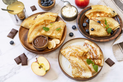 High angle view of food on table