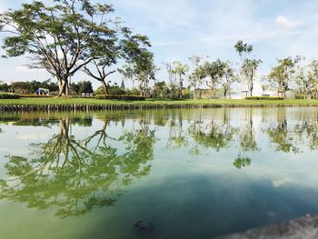 Scenic view of lake against sky