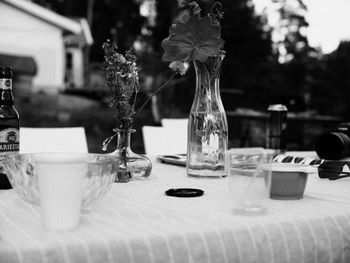 Close-up of water in vase on table