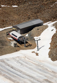 High angle view of construction site on road