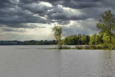 Scenic view of lake against sky