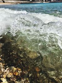High angle view of rocks in sea