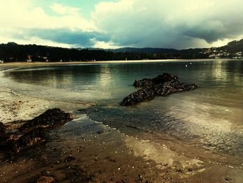 Scenic view of lake against sky