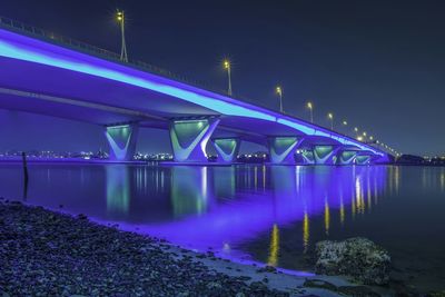 Bridge over river at night