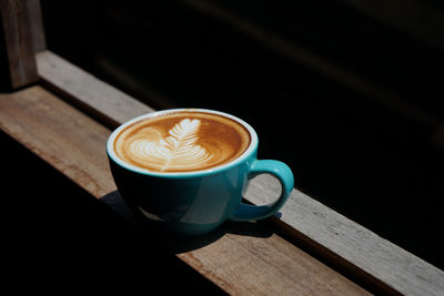 High angle view of coffee on table