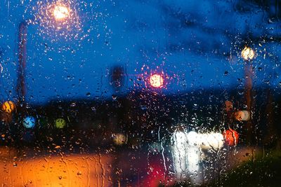Close-up of wet window in rainy season