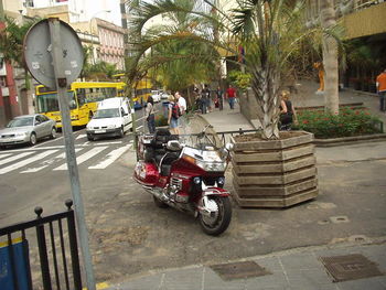 Vehicles on road in city