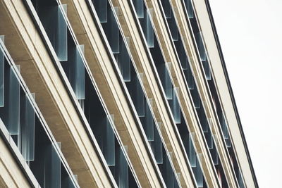 Low angle view of modern building against clear sky