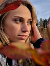 Close-up portrait of a beautiful young woman