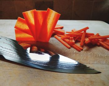 Close-up of vegetables in plate on table