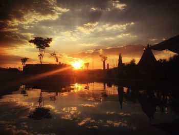 Scenic view of lake during sunset